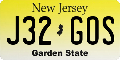 NJ license plate J32GOS