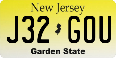 NJ license plate J32GOU
