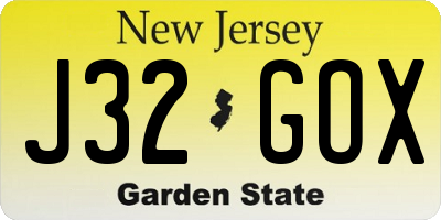 NJ license plate J32GOX