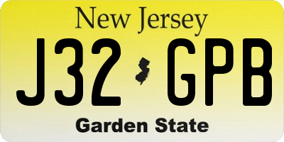 NJ license plate J32GPB