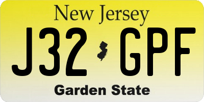 NJ license plate J32GPF