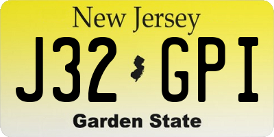 NJ license plate J32GPI