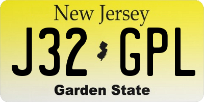 NJ license plate J32GPL