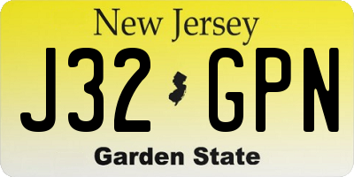 NJ license plate J32GPN
