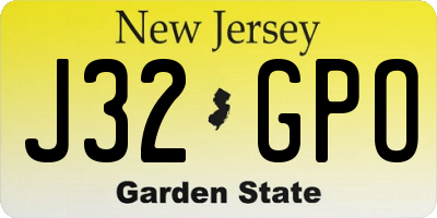 NJ license plate J32GPO
