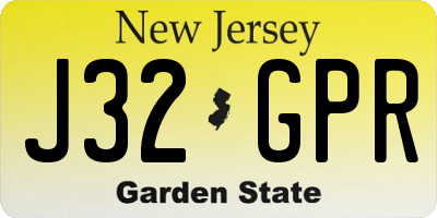 NJ license plate J32GPR