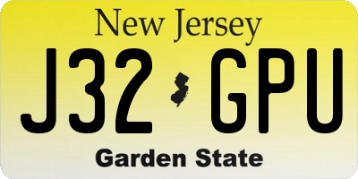 NJ license plate J32GPU