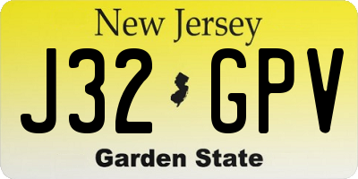 NJ license plate J32GPV