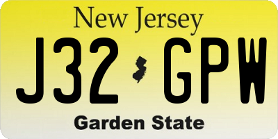 NJ license plate J32GPW