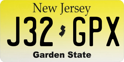 NJ license plate J32GPX