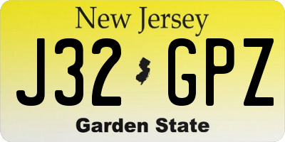 NJ license plate J32GPZ