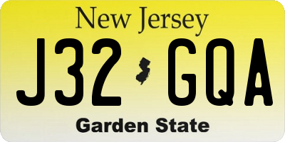 NJ license plate J32GQA