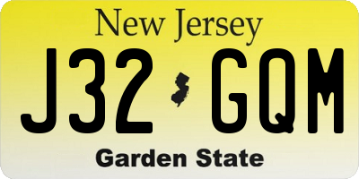 NJ license plate J32GQM