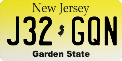NJ license plate J32GQN