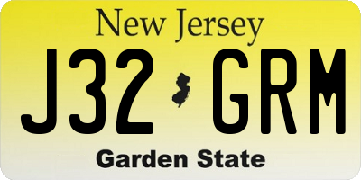 NJ license plate J32GRM