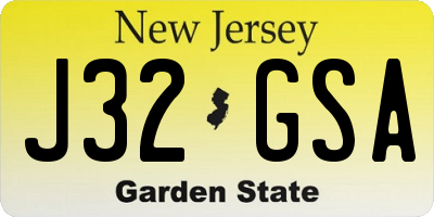 NJ license plate J32GSA