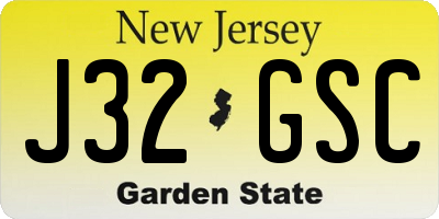 NJ license plate J32GSC