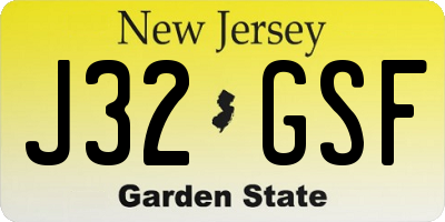 NJ license plate J32GSF