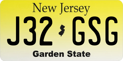 NJ license plate J32GSG