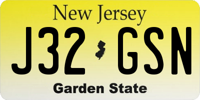 NJ license plate J32GSN
