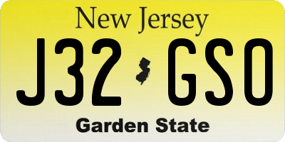 NJ license plate J32GSO