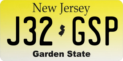 NJ license plate J32GSP