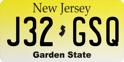 NJ license plate J32GSQ