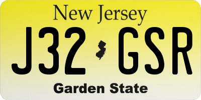 NJ license plate J32GSR
