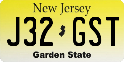 NJ license plate J32GST
