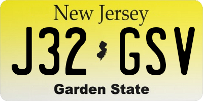 NJ license plate J32GSV