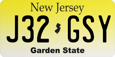 NJ license plate J32GSY