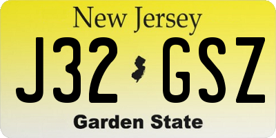 NJ license plate J32GSZ