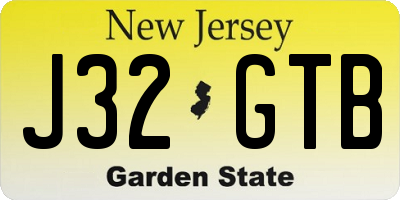 NJ license plate J32GTB