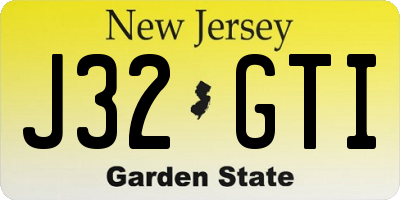 NJ license plate J32GTI