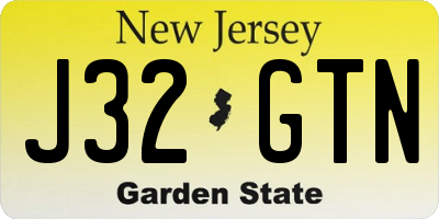 NJ license plate J32GTN