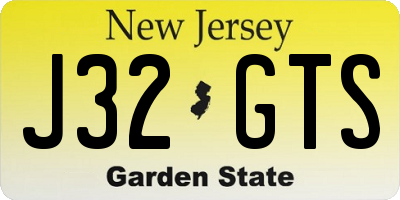 NJ license plate J32GTS