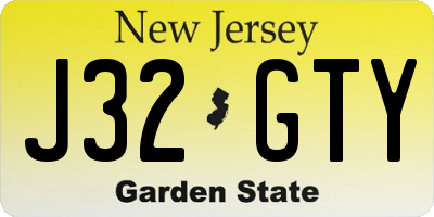 NJ license plate J32GTY