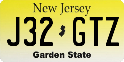 NJ license plate J32GTZ