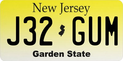 NJ license plate J32GUM