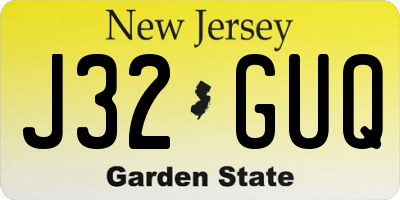 NJ license plate J32GUQ