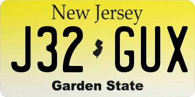 NJ license plate J32GUX