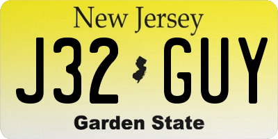 NJ license plate J32GUY