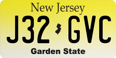 NJ license plate J32GVC