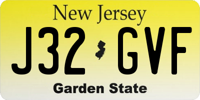NJ license plate J32GVF