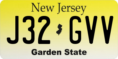 NJ license plate J32GVV