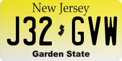 NJ license plate J32GVW
