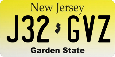 NJ license plate J32GVZ