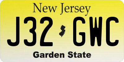 NJ license plate J32GWC