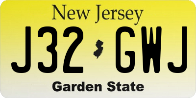 NJ license plate J32GWJ