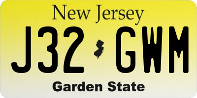 NJ license plate J32GWM